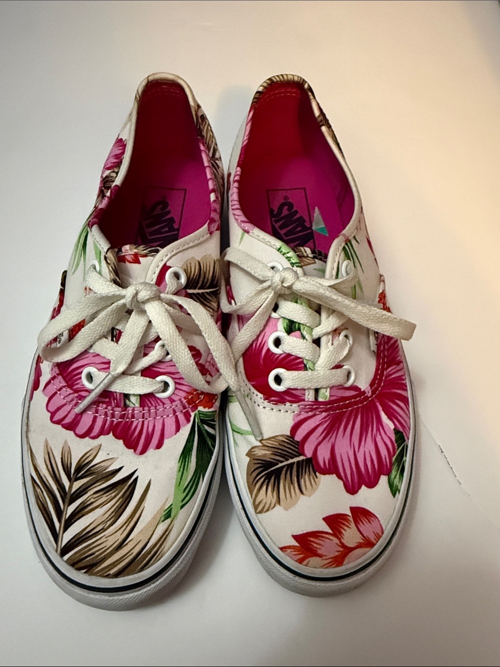 Vans Women's Floral Canvas Low-Top Sneakers - Pink/White/Green sz7.5 women